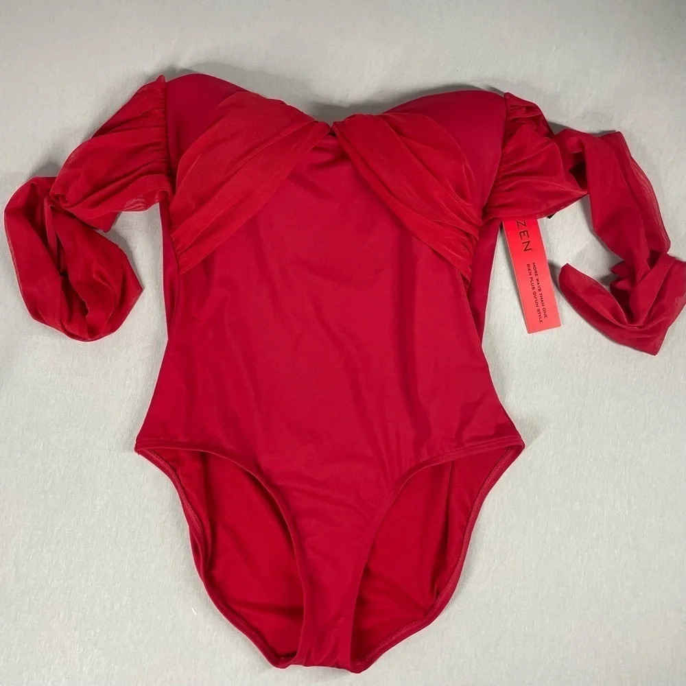 Jantzen Red Retro Style One Piece Tie Back Swimsuit